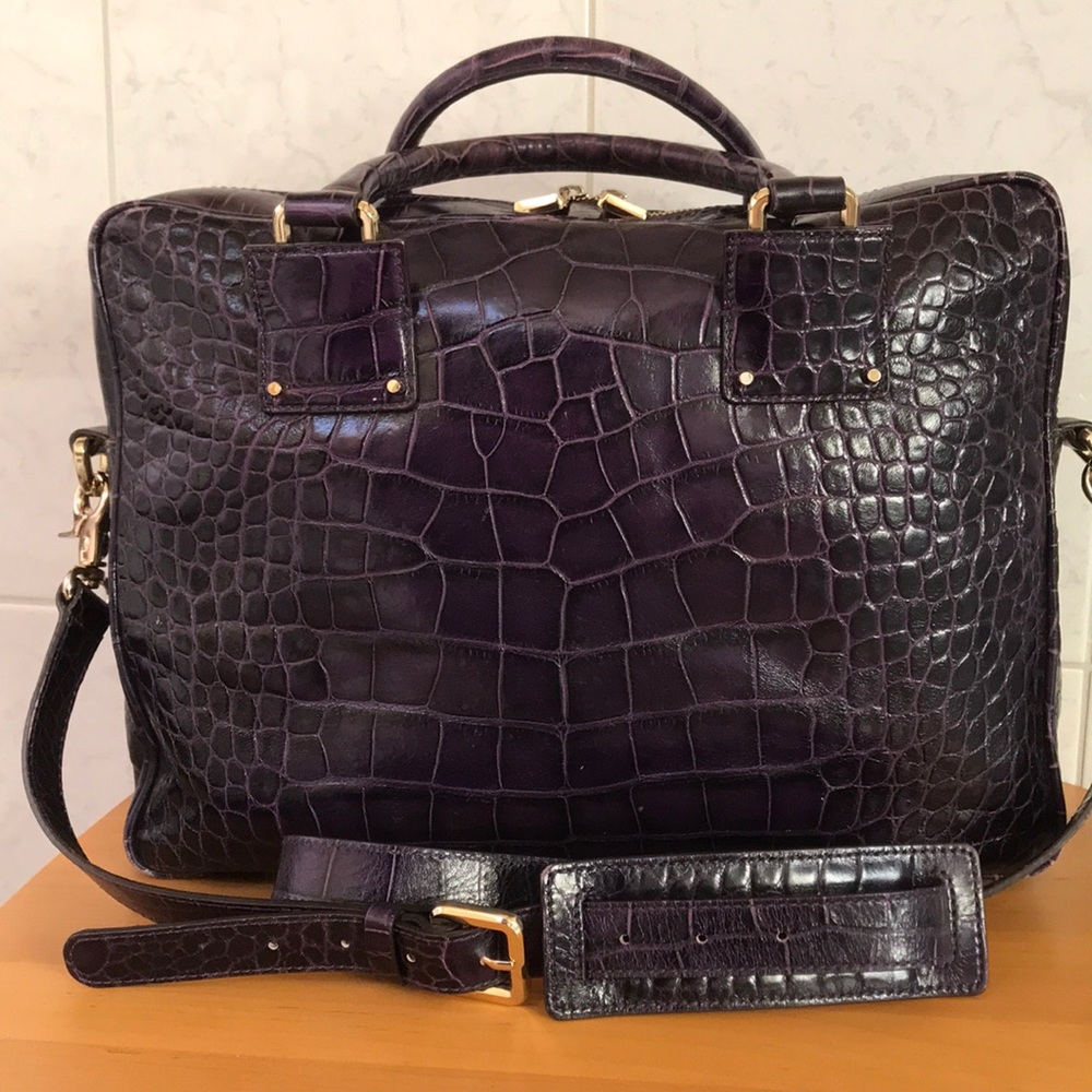 Coccinelle Italian Leather Moc Croc Laptop Bag